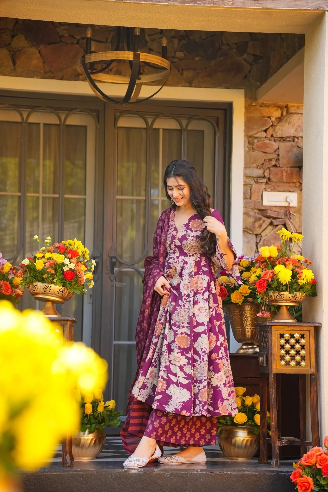 Aysel Cotton Anarkali Suit Set