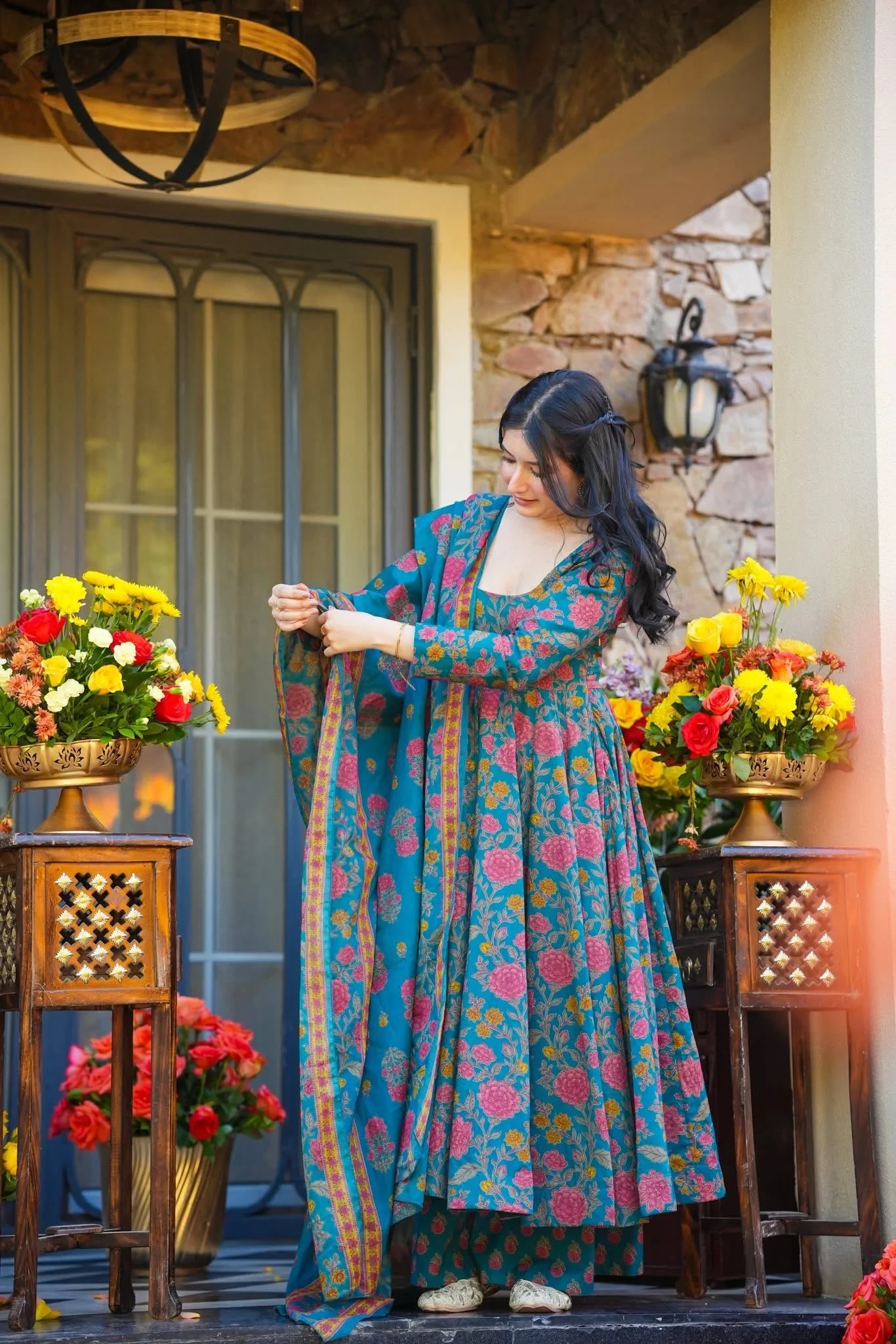 Avyukta Printed Cotton Anarkali Suit Set